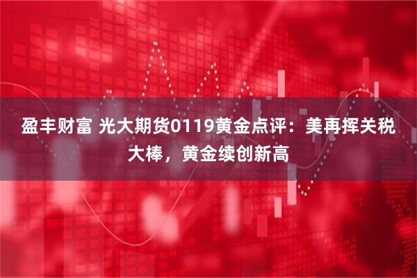 盈丰财富 光大期货0119黄金点评：美再挥关税大棒，黄金续创新高