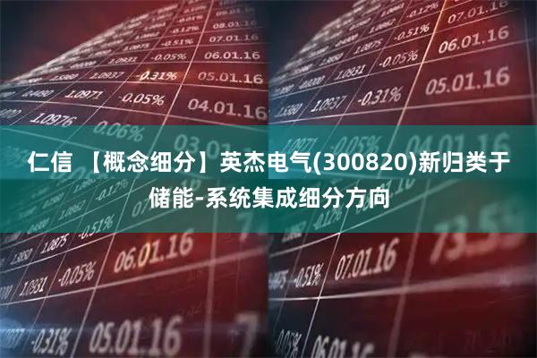 仁信 【概念细分】英杰电气(300820)新归类于储能-系统集成细分方向